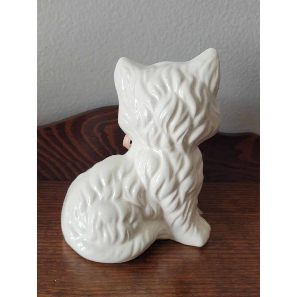 Vintage White Cat Figurines Long Fur Blue Eyes Set of 2 - Picture 10 of 16